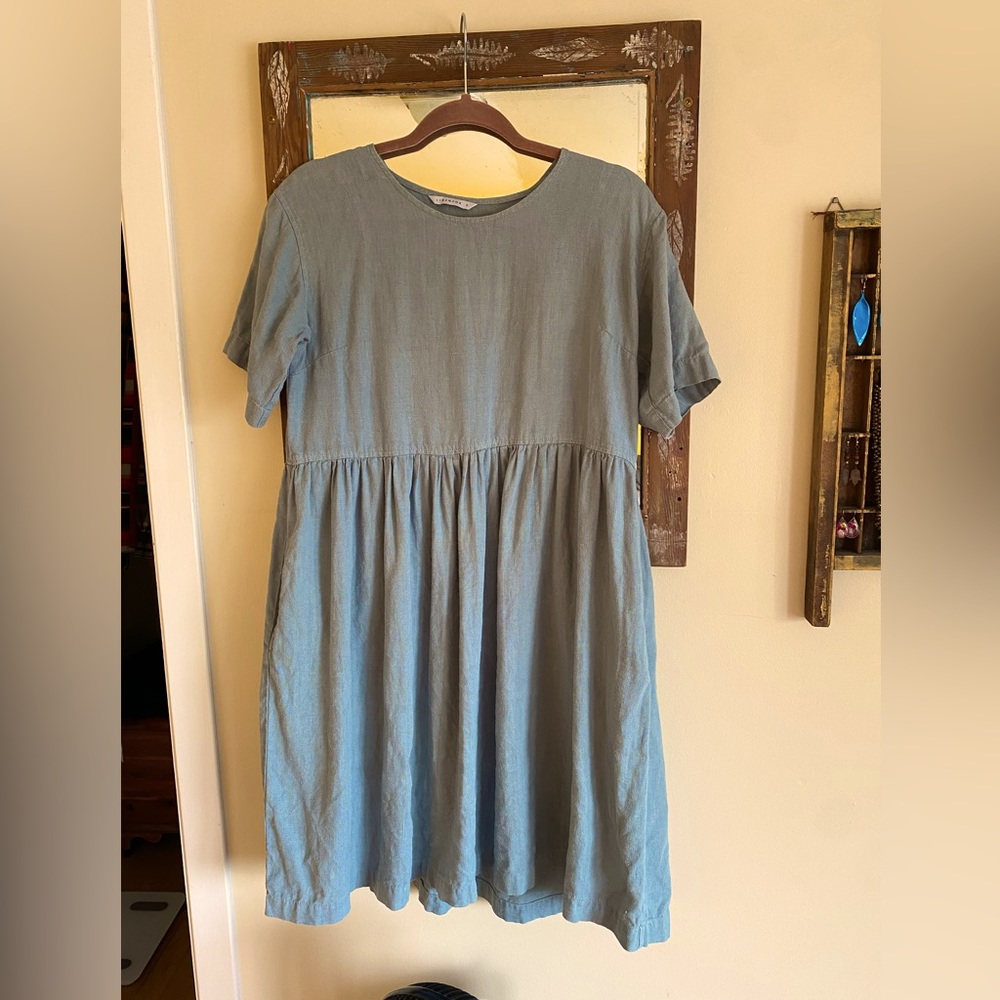 Linenfox Anna Dress - Small - sea green